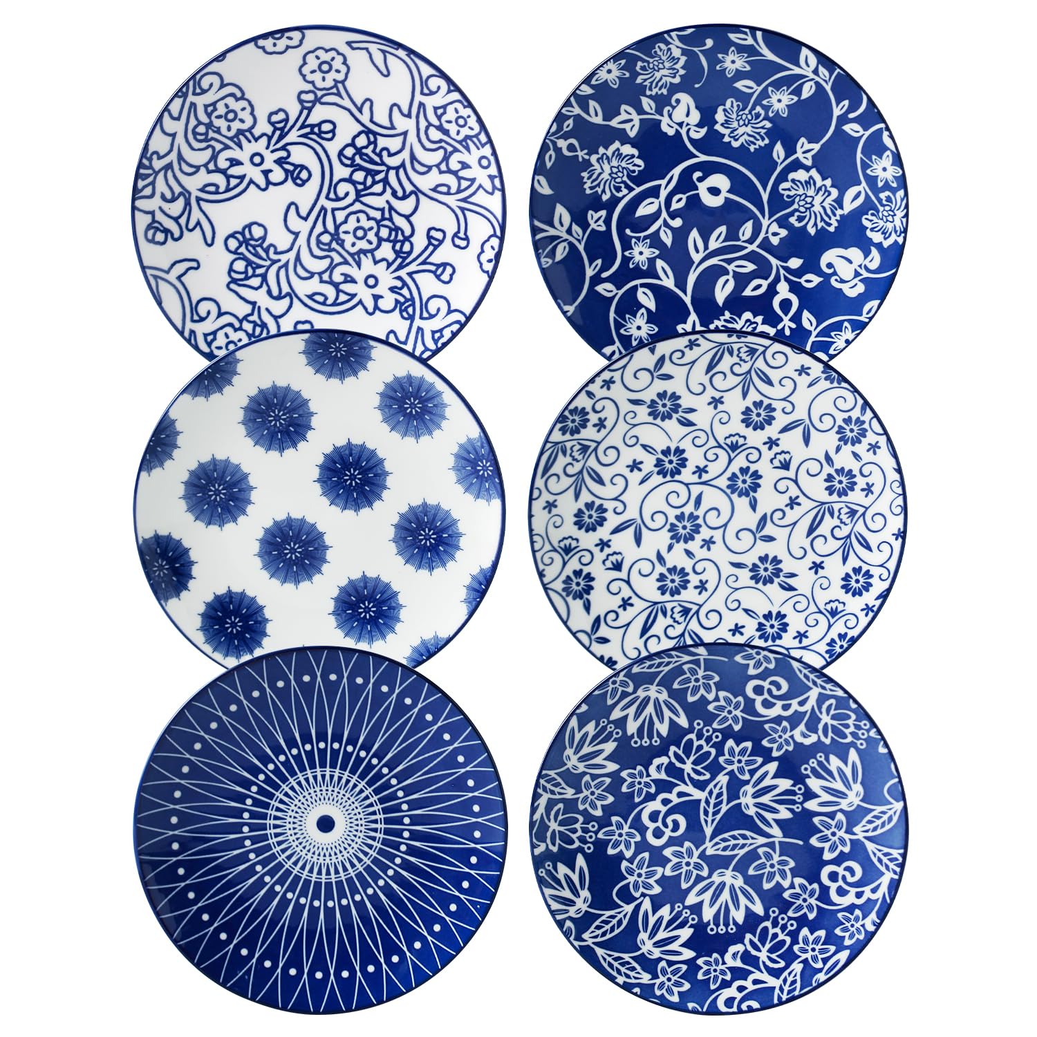 Photo 1 of Cerkik Ceramic Dessert Plates Set - 6 Inch Small Appetizer Plates for Kitchen - Salad Plate for Cake Snacks Side Dish, Microwave Dishwasher Safe, Gift, Vintage Blue