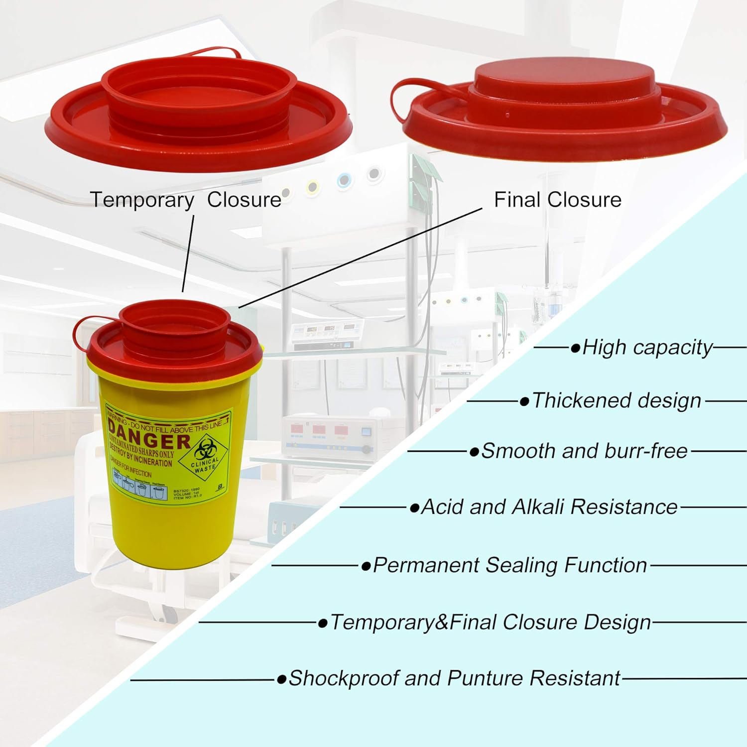 4-Pack Sharps Container（1 Quart）,Sharps Needle Disposal Containers,Biohazard Containers Sharps Box Small Sharps Container Needle Disposal Box: Industrial & Scientific