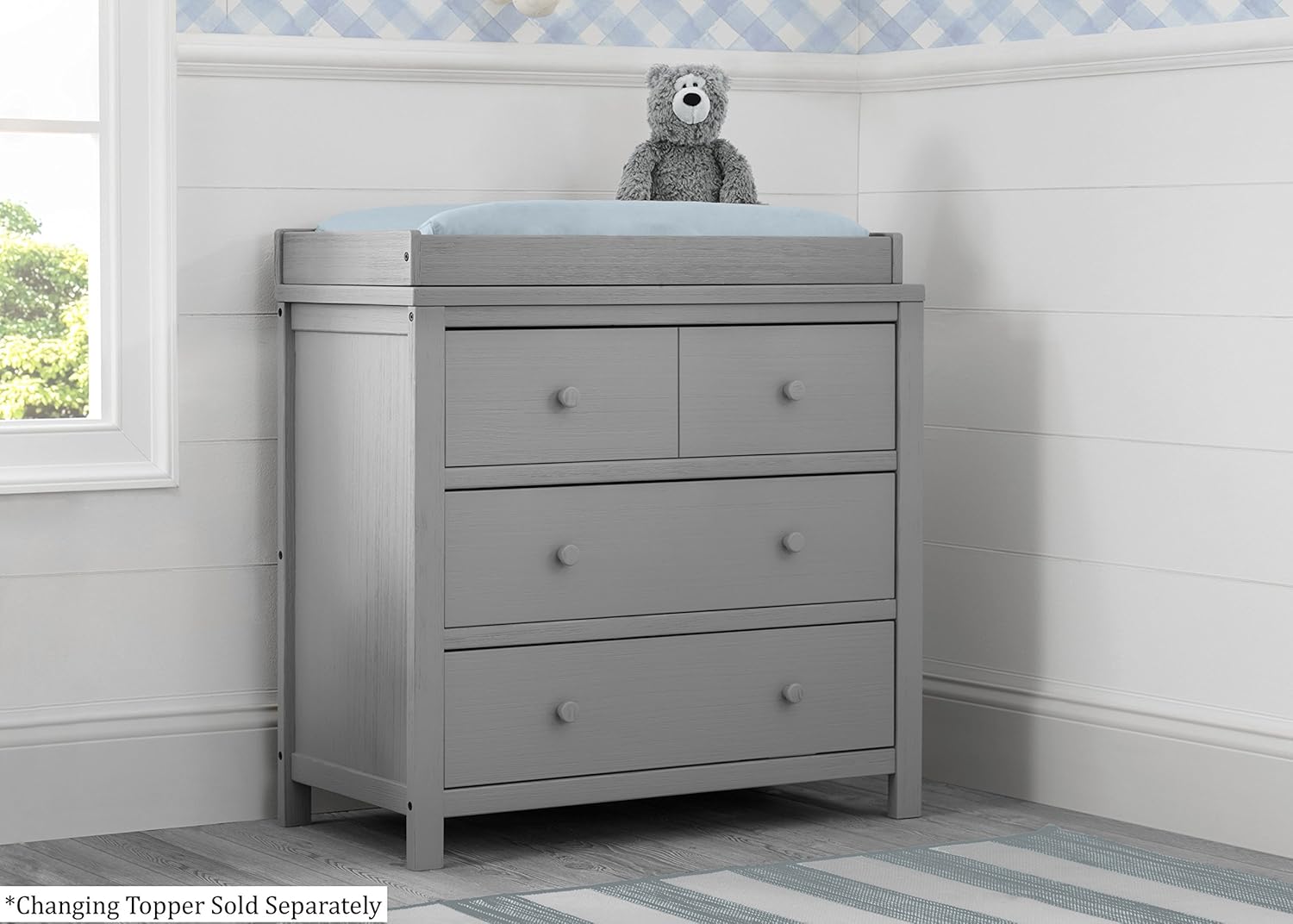 delta children farmhouse 3 drawer dresser with changing top