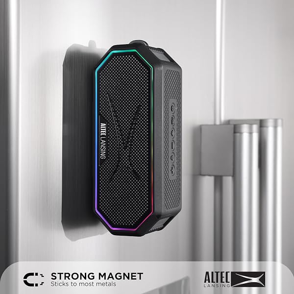 ALTEC LANSING MAGNETIC BLUETOOTH SPEAKER HYDRAJOLT 2.0, WATERPROOF IP67, 12W OUTPUT POWER, 16H BATTERY, MULTICOLOR LED, 100FT WIRELESS RANGE, VOICE ASSISTANT, USB-C QUICK CHARGE