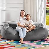 Hobestluk 4FT Bean Bag Chair Large Beanbag with Removable Cover Adult Bean Bag Chair with Portable Handle Desgin for Living Room Bedroom (Grey, 4FT)