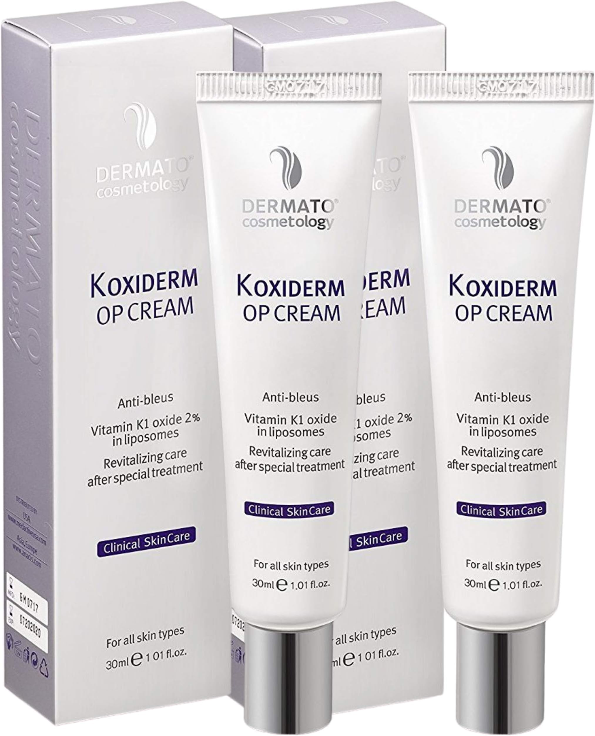 Vitamin K1 Oxiderm Cream, Minimizing Appearance of Scars, Dark Eye Circles, Bruises, Varicose Veins, Purpura and Redness 2x1.01Oz