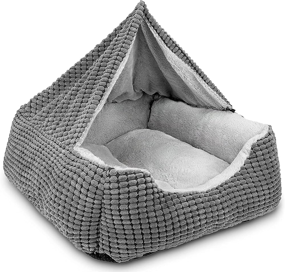 JOEJOY Rectangle Dog Bed Hooded Cave Bed Medium 63x53x21cm Pets