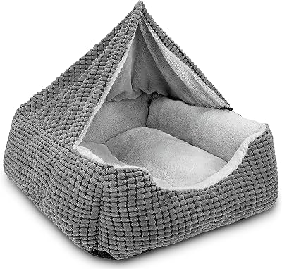 JOEJOY Rectangle Dog Bed Hooded Cave Bed Medium 63x53x21cm Pets