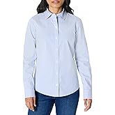 Amazon Essentials Women's Regular-Fit Stretch Poplin Button-Up Dress Shirt