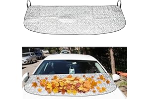 Klmnop Car Front Windshield Cover Shade, 66.9"×17.7" Windshield Snow Cover for Fallen Leaf Dust and Snow, Universal Windshield Protector for All Seasons(Silver)