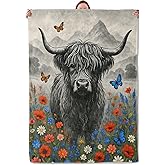 Highland Cow Blanket Gifts for Women Girls Kids, Soft Warm Lightweight Flannel Rustic Farm Animal Throw Blankets for Bedroom Living Room Home Sofa Home Decor 50" x 60"