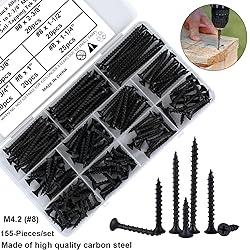 HanTof 155 Pcs Black High Hardness Drywall Screws