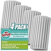 4 Pack Damp Dusting Sponge Duster, Grey Dust Cleaning Sponge, Reusable Household Cleaning Sponge Tool for Blinds, floorboards