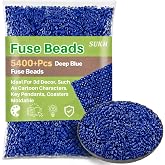 Sukh 5400+Pcs Fuse Beads Bulk - 5mm Melting Beads for Crafts, Deep Blue | Iron Beads for Crafts, DIY Art Projects for Bracelet, Jewelry, Necklace, Earring, Keychain Making, Christmas Craft Beads