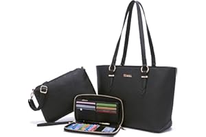 YZAOLL Purses for Women Faux Leather Medium Large Tote Satchel Shoulder Purse Handbag Wallet set