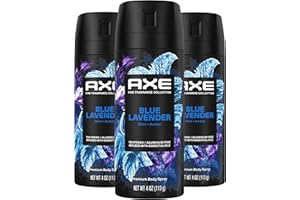 AXE Fine Fragrance Collection Premium Deodorant Body Spray for Men Blue Lavender 3 Count with 72H Odor Protection and Freshness Infused with Lavender, Mint, and Amber Essential Oils 4 oz