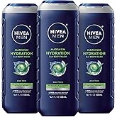 NIVEA MEN Maximum Hydration 3-in-1 Body Wash, Multipack, 3 x 16.9 FL OZ | 3-in-1 Moisturizing Body Wash, Hair and Face Wash for Men, Aloe Vera Enriched, Paraben Free, Vegan, Dermatologically Tested