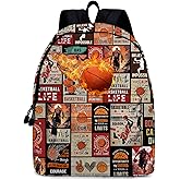 ROVOZAR Fire Basketball School Backpack for Boys, Basketball Backpack for School Kids Bookbag, 16 Inch Sports Theme Laptop Back Pack for Travel Hiking Camping