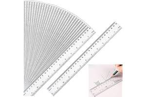 YQkangzhu 30Pcs Clear Plastic Rulers, 30cm / 12Inch Transparent Straight Ruler with Inches and Centimeters, Metric Rulers Bul