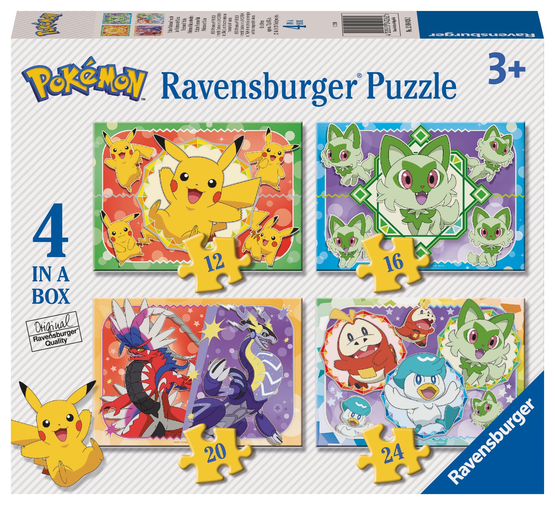 Ravensburger Pokemon 4 in a Box Jigsaw Puzzles for Kids Age 3 Years Up - 12, 16, 20 & 24 Pieces