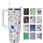 mvhsuoem 30 oz Cats Lover Gift Tumbler with Handle Straw Lid 30oz Cats Themed Water Bottle Double Stainless Steel Insulated Basketball Cup Travel Coffee Mug