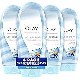 Olay Moisture Ribbons Plus Shea + Blue Lotus Body Wash, 18 Fl Oz, Pack of 4