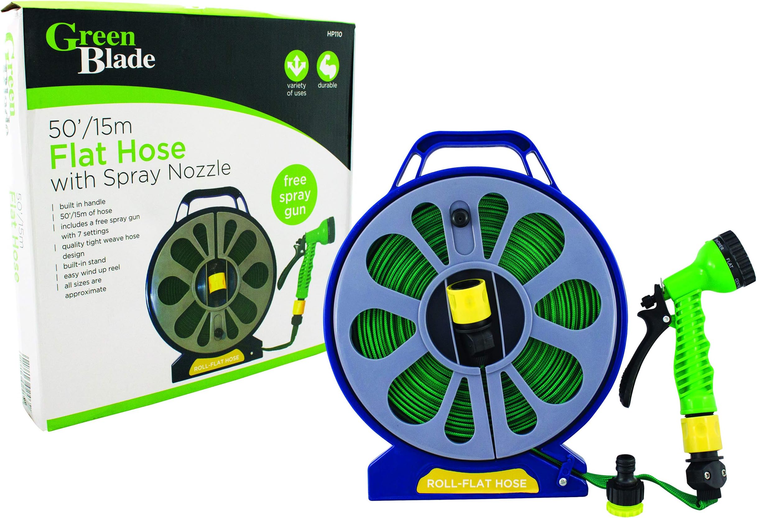 Green Blade BB-HP110 50ft Flat Hose with Spray Nozzle