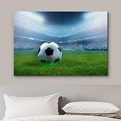 wall26 Canvas Print Wall Art Soccer Ball on Green