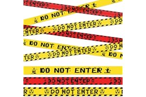 RUIZHUO Halloween Decorations Tape, 3Pcs 2In x 90Ft "Do Not Enter" Yellow/Red Rolls Scary Hazard Warning Caution Tape for Spooky Indoor & Outdoor DIY Party Decor, Safety Barrier for Door, Yard, Haunted House