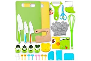 Labeol 32 PCS Montessori Kitchen Tools Toys for Toddlers Kids Cooking Sets Real Kids Safe Kitchen Knife Set for Real Cooking Educational Gift for Boys Girls