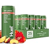 Huel Daily Greens Ready-to-Drink | Peach Hibiscus Superfood Greens | 91 Vitamins, Minerals, and Wholefood-Sourced Ingredients | Adaptogens, Antioxidants, Gut-Friendly Probiotics | 12 Fl Oz, 12 Pk