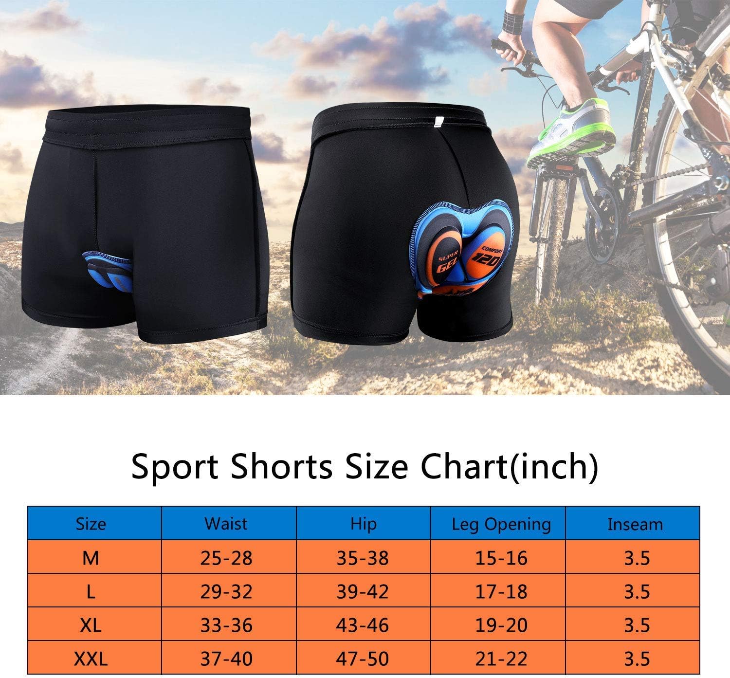 4D Padded Cycling Shorts Men Women, Breathable Bicycle Bike Shorts Underwear: Clothing
