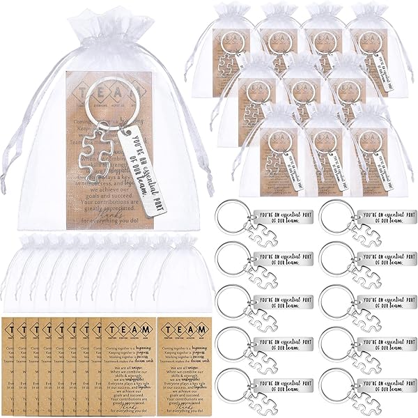 Chunful Lot De 30 Porte-clés Inspirants En Organza Blanc Pour Employés - Cadeaux De Fin D'année, Blanc