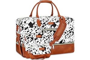 ITIEZY Weekender Bag for Women, Travel Duffel Bag Carry On Overnight Bag with Shoe Compartment Large Nylon Travel Weekend Tote Bag