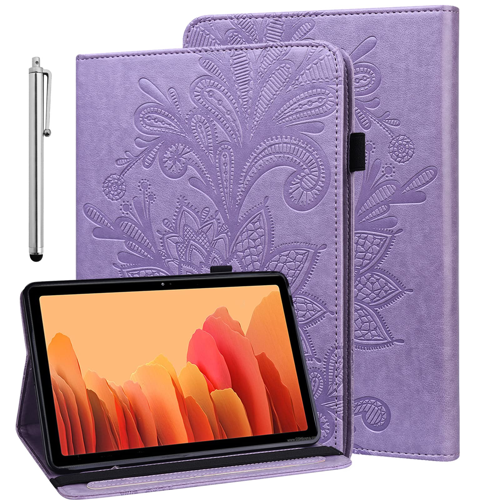GLANDOTU Case for Lenovo Tab M10 Plus 3rd Gen 10.6 inch 2022, Lightweight Folio Flip PU Leather Cover, Fold Stand Function for Lenovo M10 Plus 3rd Gen Tablet Case (with Stylus pen)【Purple】