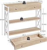 Yaheetech Console Table 100x29.5x81 cm Light Oak with Drawer and Shelves view 4