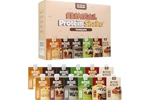 Flimeal Variety pack Protein Shake, With Crunchy Protein Balls, Protein Smoothie Powder - Low Sugar, Keto-Friendly Meal Replacement Shake, 1.59oz, 12packs, 6 Flavors