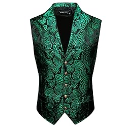 Barry.Wang Mens Silk Victorian Vest Tailored Collar