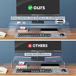 AFOOYO Clear Acrylic Dual Monitor Stand Riser,LED