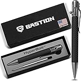 BASTION Luxury Executive Bolt-Action Ballpoint Pen for Men & Women | Ink Refillable Retractable Office Business Writing Pen | Glass Breaker Metal Self-Defense EDC (Carbon Fiber/Stainless Steel)