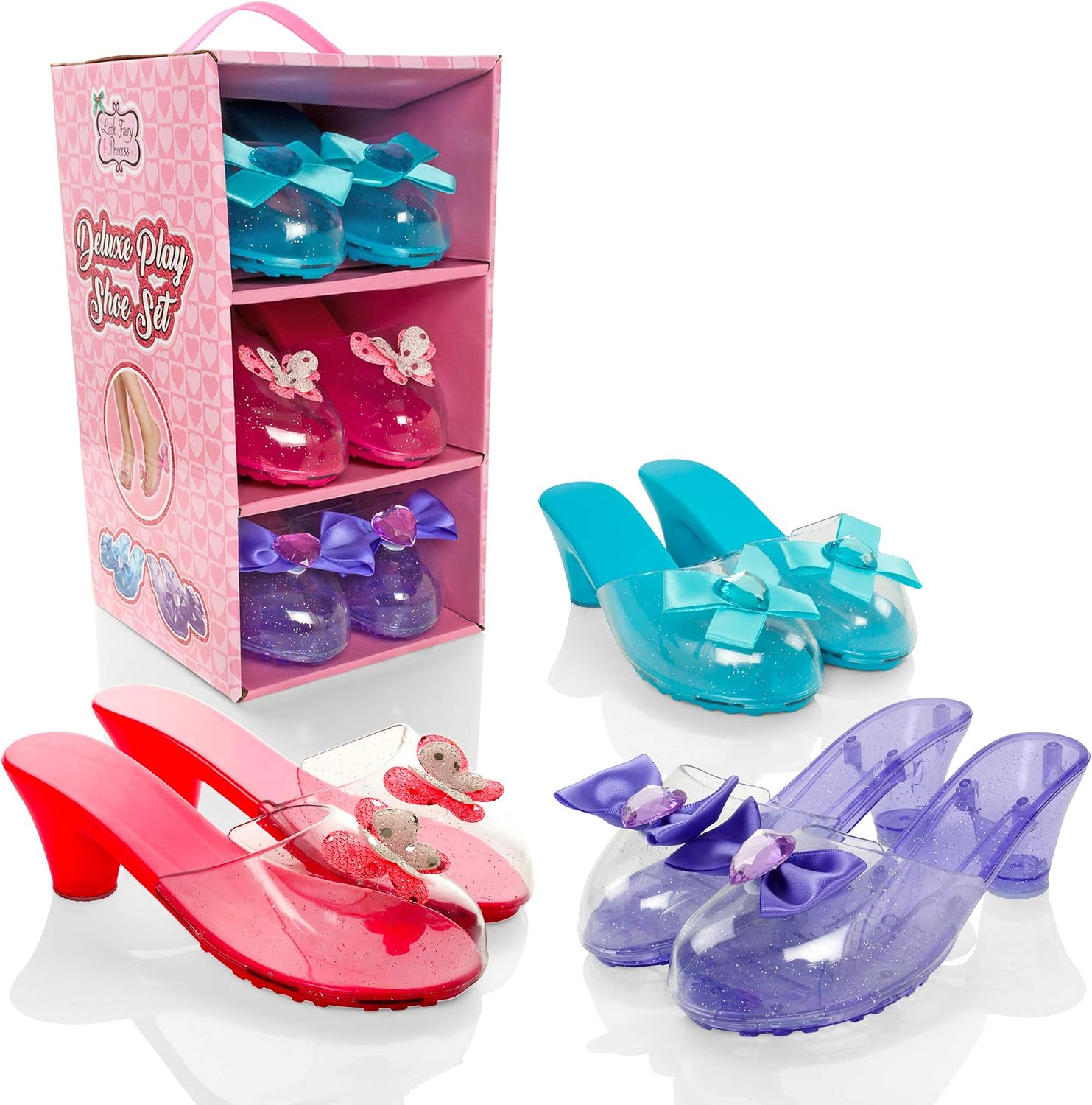 Little Fairy Princess Dress Up Shoes - 3 Soft Princess Jelly Shoes, Kids, for Girls Age 3-6 Years, Little Girls Shoe Storage Box, Toys - Image 3