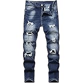 Anbreuinron Boy's Skinny Fit Ripped Destroyed Distressed Stretch Fashion Denim Jeans Pants