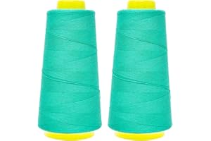 Mandala Crafts Mercerized Cotton Thread for Sewing Machine - 50 WT Cotton Threads for Quilting Thread - 2400 Yds Turquoise Thread Cotton Cone Thread for Serger Embroidery
