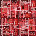 45 Pack Tool Box Organizer Tool Tray Dividers, Toolbox Drawer Organizers Storage Trays for Rolling Tool Chest, Work Bench Cabinet Bins, Hardware Parts Screw Nut Bolt Small Tools Organization - Red