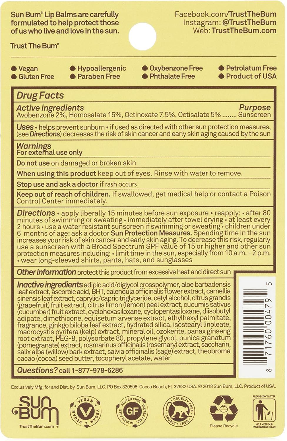 Sun Bum SPF 30 Sunscreen Lip Balm | Vegan and Cruelty Free Broad Spectrum UVA/UVB Lip Care with Aloe and Vitamin E for Moisturized Lips | Variety Pack |.15 oz : Beauty