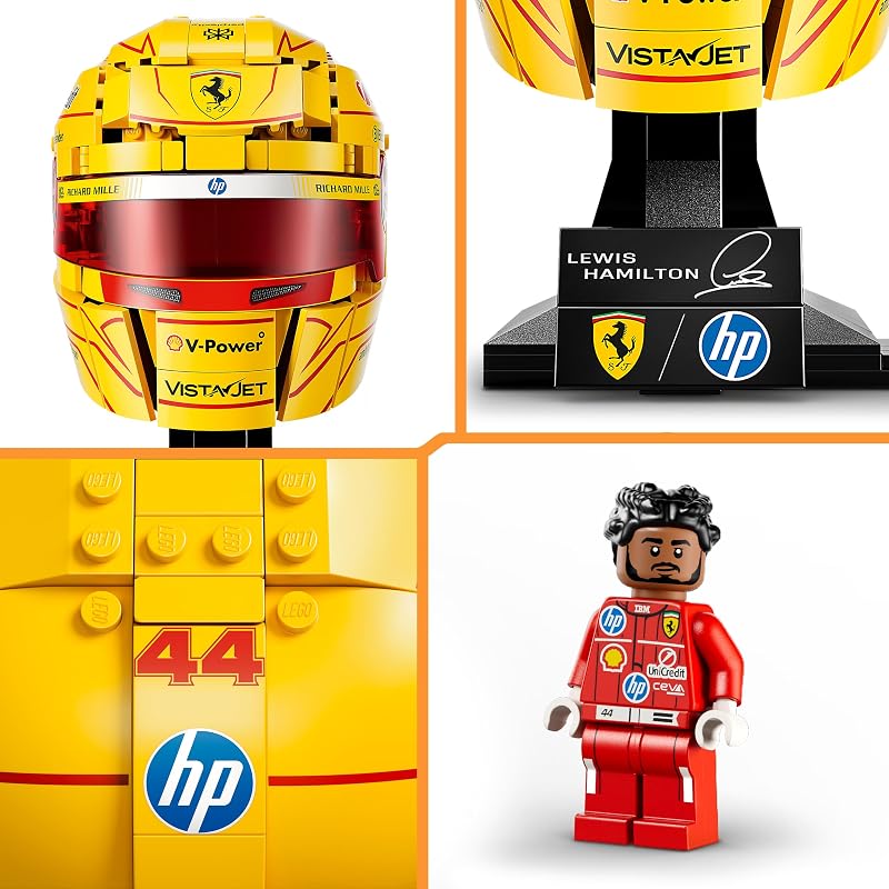 Editions Scuderia Ferrari HP Lewis Hamilton Helm - F1 Merchandise - Ausstellungsmodell Bausatz mit sammelbarer Minifigur - Geschenk für Jungen ab 14 Jahren und Erwachsene Motorsportfans - 43022