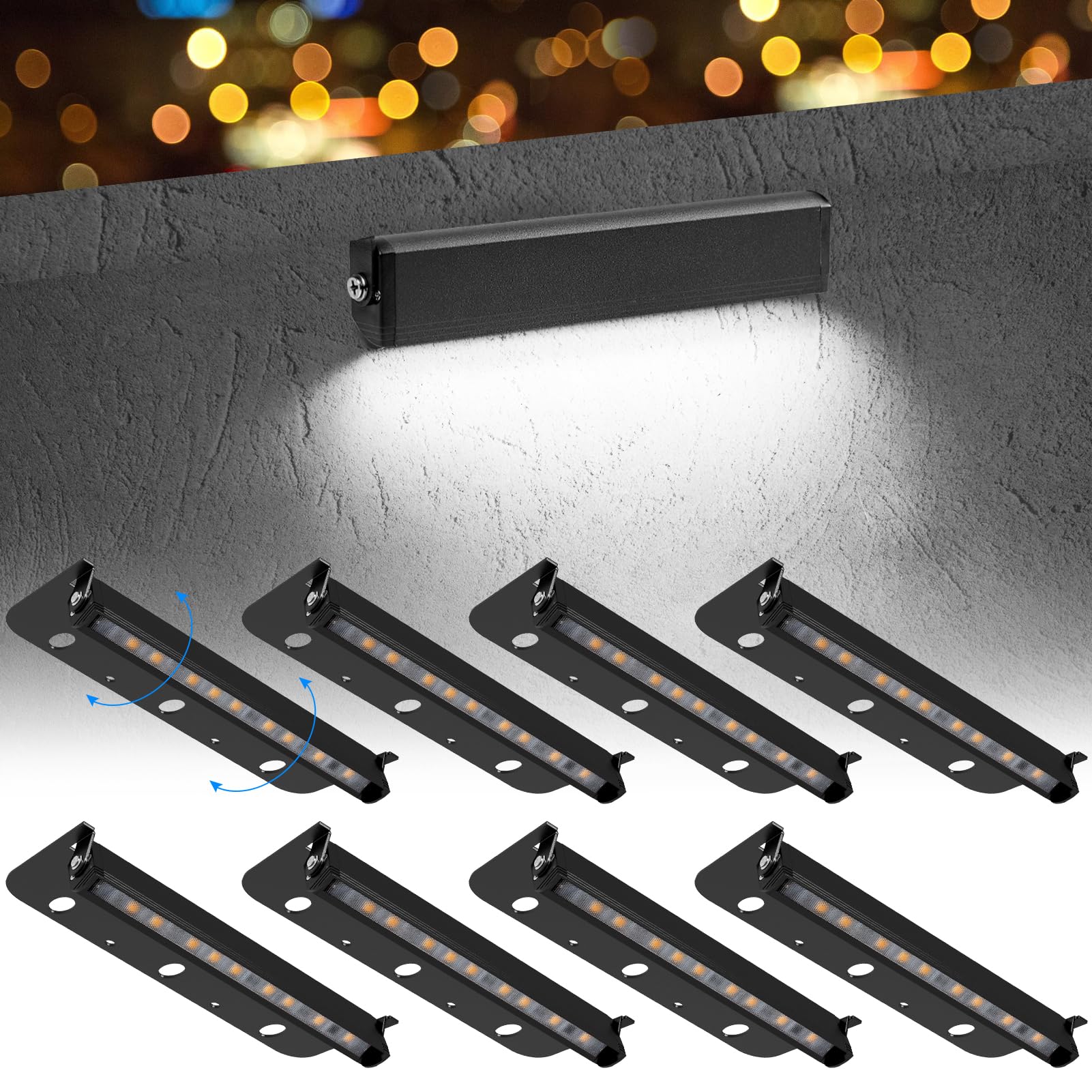 Photo 1 of Kwinmyso 8-Packs 3W 7inch LED Hardscape Paver Lighting,12V AC/DC Low Voltage Retaining Wall Lights,Landscape Lighting,5000K Daylight White Outdoor Step Light,50,000 Hours Lifespan-Black
