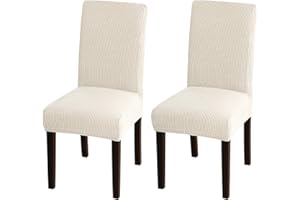 Turquoize Dining Chair Covers - Stretch, Removable, Set of 2 - Parson Dining Chair Protector Covers for Home, Hotel, Ceremony (2, Biscotti Beige)