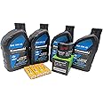 Compatible with Kawasaki STX-15F Jet Ski Maintenance Oil Change Kit- Oil, Filter, Spark Plugs -16097-0008 W61020-203A