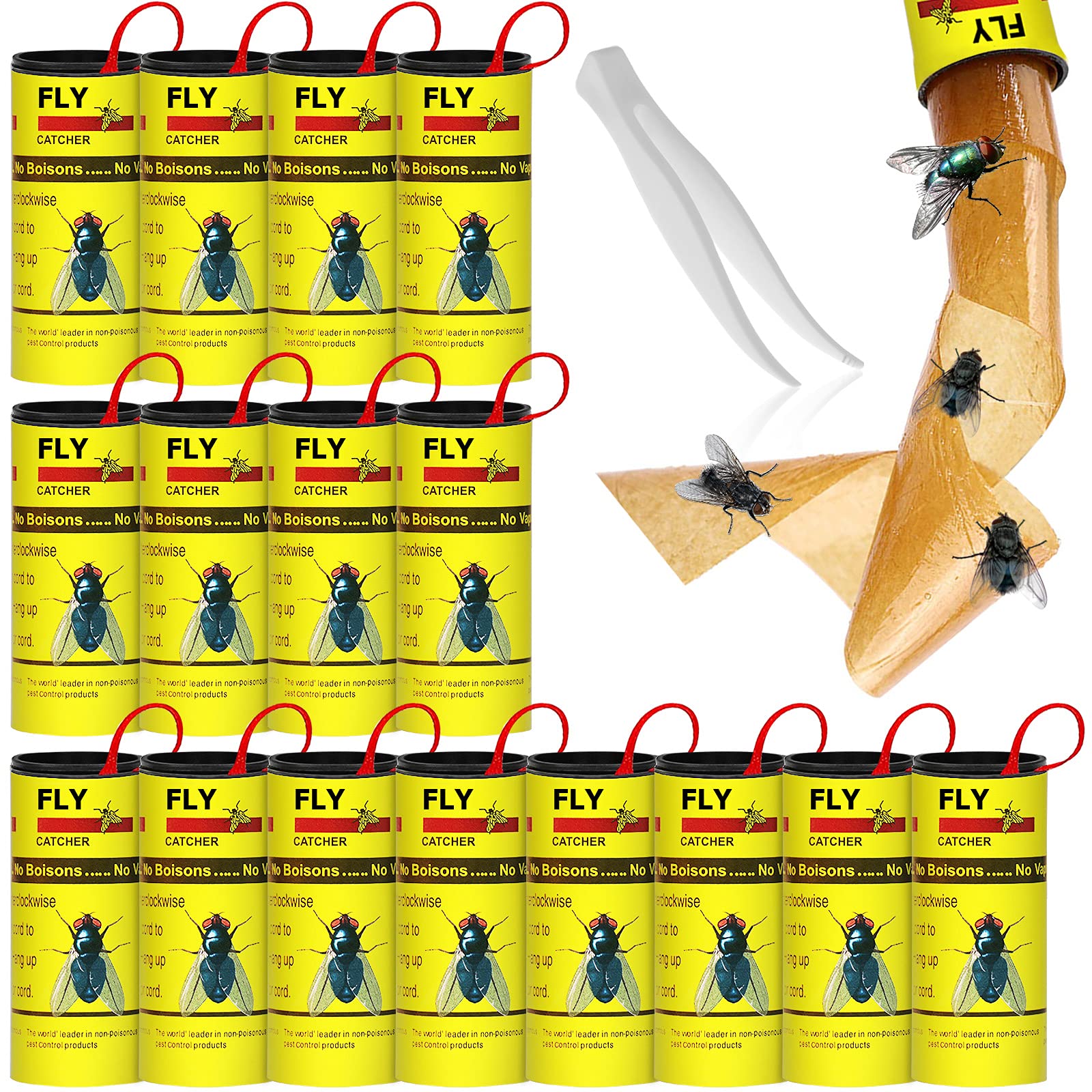 Haimist 16 Pesticide Free Fly Paper, Sticky Fly Catchers Set for Indoor or Greenhouse use (16 Pack)