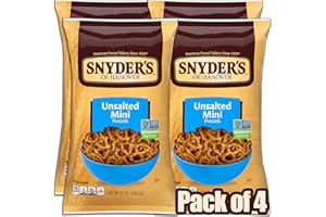 Snyder's of Hanover Mini Pretzels, Unsalted Pretzels, 12 Oz (Pack of 4)