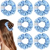 7 Pcs Bridesmaid Gifts Blue Satin Scrunchies for Bachelorette Party Favors Proposal Gifts Elastics Hair Ties Scrunchies Bridesmaid Proposal Gifts Wedding Party Favors