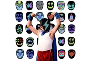 Depointer Life Led Mask with Gesture Sensing, LED Lighted Face Transforming Mask for Costume Cosplay Party Masquerade
