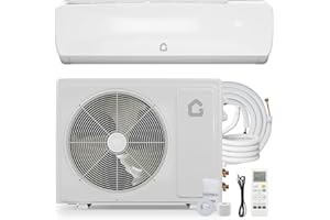 PEACEFULHUES 18,000 BTU Mini Split AC/Heating System, 19 SEER2 230V Ductless Split-System Air Conditioner with Heat Pump, Pre-Charged Condenser, 1250 sq ft Coverage, Full Function Remote Control & Installation Kit
